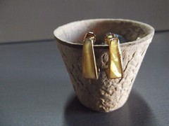 1 Pair Old .75″in Metal Gold Tone Lemon Bars Stud