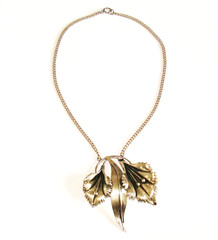 Vintage 25.3g Sterling Silver LARGE 2.5″ Calla Lily Lilies Necklace 15.5″