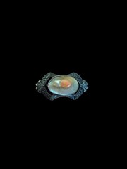 Antique Sterling Silver Blister Pearl Brooch Oval Shell Pin