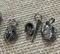 Lot of 6 Baseball Themed Silver-Tone Charms Pendant Metal Alloy Sports Son Craft