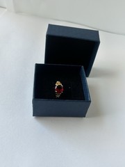 Vintage Red Cubic Zirconia Ring Gold Plated Womens Size 7