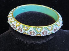 Vintage BOHO CHIC Beadwork Bangle Bracelet vintage Coachella hippie – b1107