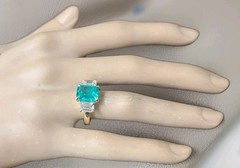 Vintage 14K Yellow Gold Engagement Ring 5.16CT. Blue Tourmaline Emerald Shape