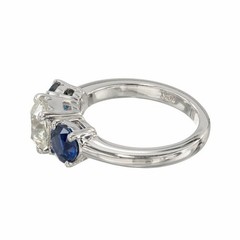 Peter Suchy GIA 1.50 Carat Diamond Sapphire Platinum Three-Stone Engagement Ring