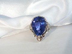 Vintage Sterling Silver 925 Large 10ct Natural Heated London Blue Topaz Ring 6