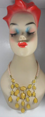 Ann Taylor Waterfall Bib Necklace Girandole Oval Teardrop Pear Glass Cabochons