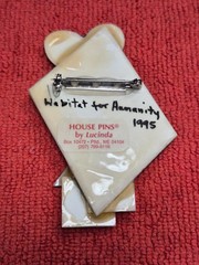 Vintage House Pins by Lucinda Black & White Home & Heart in Sky Pin / Brooch