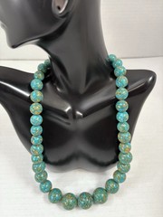 vintage Beaded Necklace southwestern Style Chunky Blue Statement 19”