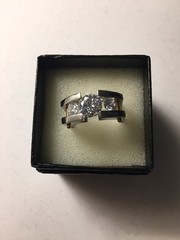 VTG Michael Valittuti 3ct CZ Tension Set NH Stainless Steel Square Band Ring SZ9