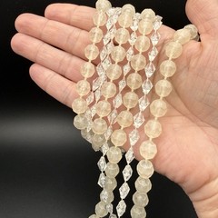 Vintage Frosted Lucite Beaded Necklace Multi Strand Clear Faceted Crystal Style