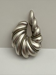 Vintage Signed TA 97 925 Clip-On Earrings 2″ Cornucopia Horn Mexico