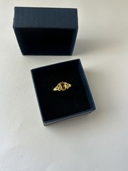 Vintage Yellow Cubic Zirconia Ring Gold Plated Womens Size 8.5