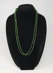 Faceted Green Glass Vintage Necklace 60 Inches Long Knotted No Clasp Czech?