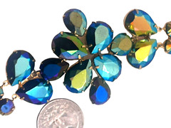 Spectacular Vintage Peacock Blue Iridescent Teardrop Rhinestone Bracelet