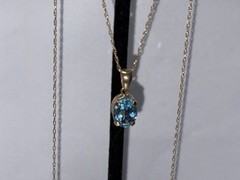 Vintage 10K Gold Blue Topaz Necklace And Matching Earrings So Pretty