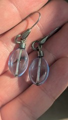 Vtg 925 Sterling Silver Sky Blue Teardrop Dangle Earrings