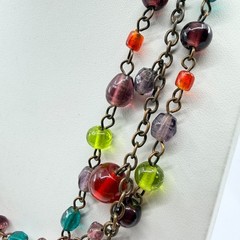 Bohemian Multicolor Glass Bead Layered Necklace Statement Festival Jewelry