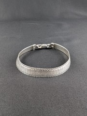 Milor Italy 925 Sterling Silver Wide Textured Herringbone Bracelet 7.5” 13.55g