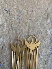 Vintage Brass Earrings Broken Tribal Statement Dangle Unstamped 3.5 Inches NG