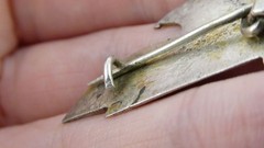 Antique Niello Sterling Silver Boat Brooch Pin 4.1g 1 Inch Length Regatta