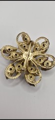 Vintage Signed Judy Lee Purple Marquise Rhinestone Flower Brooch Gold Tone Pin