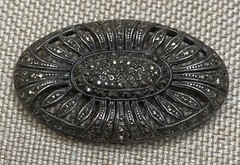 STERLING SILVER 925 MARCASITE BROOCH ANTIQUE ART NOUVEAU BEAUTY ELEGANT DESIGN