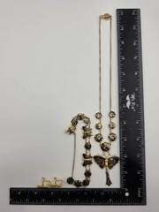 Rare 1940s Japanese 24K Gold Plated Damascene Butterfly Necklace Bracelet Set