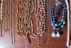 3lbs Misc Jewelry 1950-70s – 68 pieces – Necklaces, Rings, Pendants – Beautiful