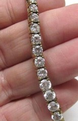 Gold Plated Sterling Silver Clear Stones Tapered Necklace ~ 31.7g ~ 7-H418