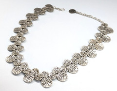 Vintage SERAGLIO Hammered Silver Tone Circles Chunky Statement Necklace 21.5″
