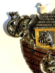 Vtg 3 Brooches JJ Signed Noah Ark Designer Don Lin, JJ & AJC Religious Vintage