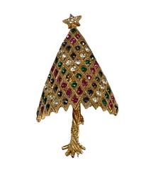 1960s Coro Craft Christmas Tree Brooch Signed