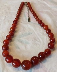 Gorgeous Antique Art Deco Marbled Cherry Amber Bakelite Necklace 62 grams