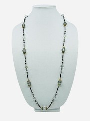 Antique Victorian / Art Deco Faceted Cut Quartz Crystal Bead Necklace 36” Long