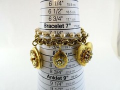 Maximal Art Iridescent Rhinestone Faux Pearl Heart Mixed Lockets Bracelet 7.2 In