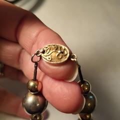 Vintage Chinese Export Silver & Gold Tone Ball Necklace signed Silver 141 g
