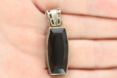 VINTAGE SMOKEY QUARTZ STERLING SILVER PENDANT 925 GEMSTONE NATURAL STONE RETRO