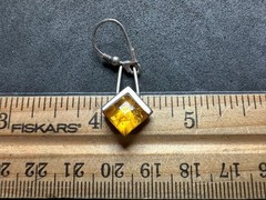3.94g Vintage Sterling Silver 925 Amber Tone Square Dangle Drop Earrings M