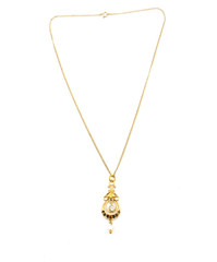 Antique Edwardian 9K Gold Pearl Lavalier Pendant Necklace 17 Inch