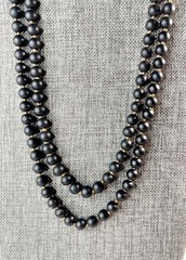 Vintage 36 In. Hand Knotted Matte Black Onyx Necklace – GOLD Threading