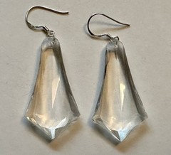 VINTAGE clear faceted plastic lucite charm 1 3/4″ EARRINGS