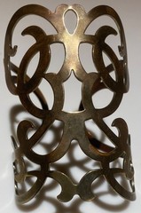 Vintage Antiqued Brass Cuff Gladiator Bracelet Ornate Coiled Braided Geometric