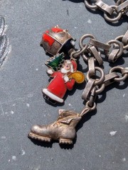 Vintage Austrian 900 Silver Glücksbringer 1939 Lucky Charm Bracelet Coral Pig 7″