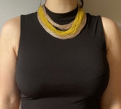 Vintage multi-strand beaded yellow and gold collar necklace