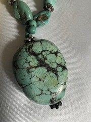 Vintage Southwestern Chunky Turquoise Nugget Necklace – 22″ Matinee, 67g