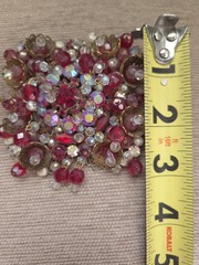 Vintage J Carl NY Original Brooch Hand Wired Red Aurora Borealis Clip Earrings
