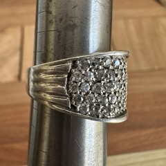 VTG SETA Cluster Ring Size 7.75 Clear Cubic Zirconia 925 Sterling Silver 9.5g