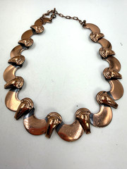 Vintage Necklace Copper Chain Link Crescent Unsigned 17 Inches PJ