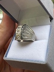 Vintage Sterling Silver 925 Ring with Clear Stones – 6.02 g – Size 16–17