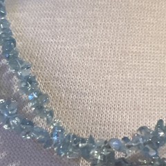 Vintage 2 Strand Blue Gemstone 19”-20” Necklace with 925 Silver Clasp
